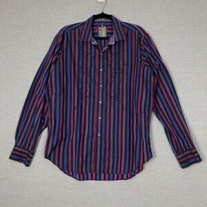 Robert Graham Classic Fit Shirt Mens XL Cotton Button Down Contrast Collar Cuffs